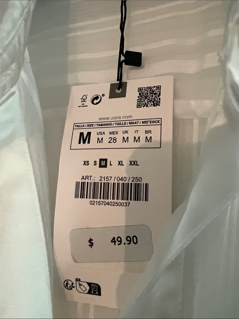 Zara White Sheer Button-Up Blouse - Picture 3 of 5
